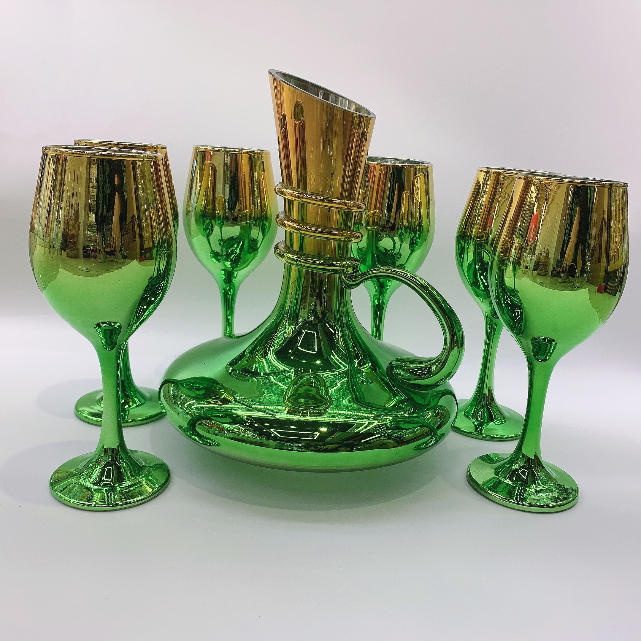 2021 New fashion decanter set  colorful glass suit 7pieces  7pcs 315ML  drinking set