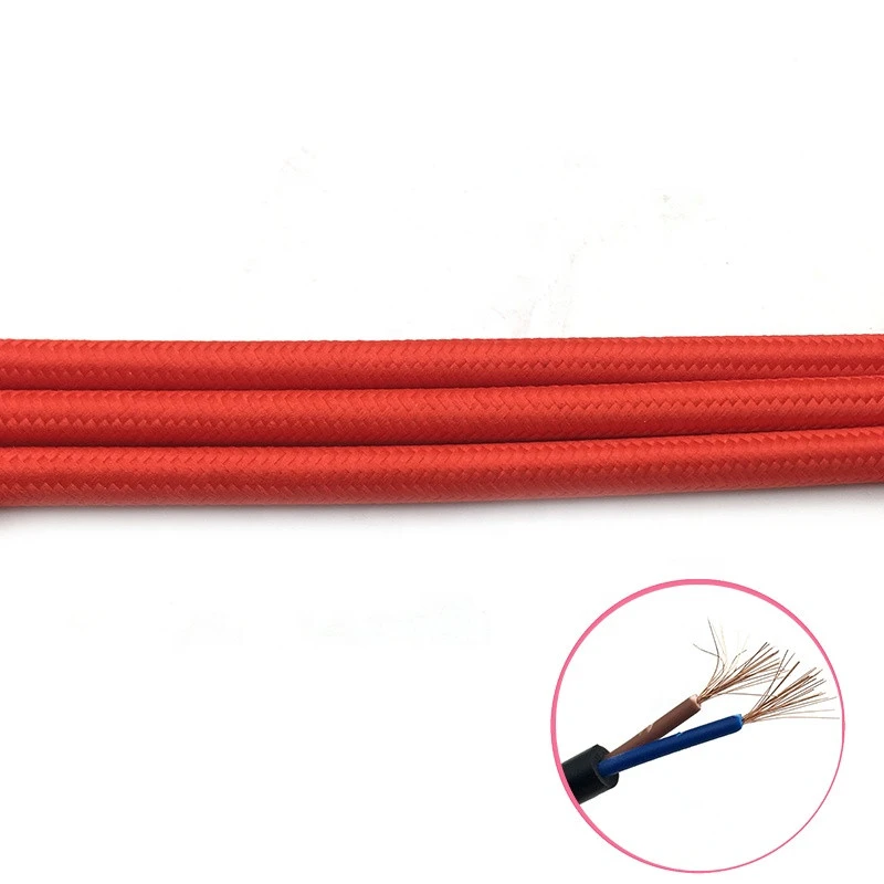 2*0.75mm Copper Cloth Covered Electrical Wire Vintage Style Lamp Cord Antique Decorative braided cable