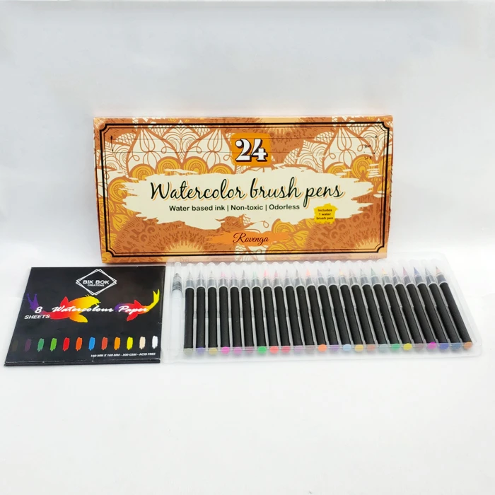 24 Colors for Watercolor Painting,Calligraphy and Drawing with Water Brush,Multi-colors Flexible Brush Pen