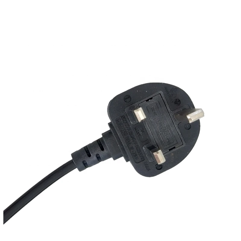 250v 3A fused black white UK prong power extension cord lead 3pin plug with 303 on off dimmer switch