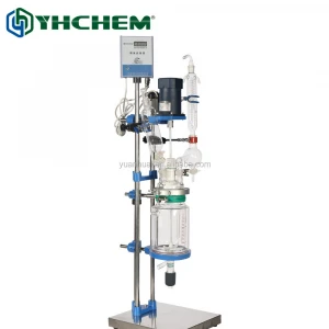 2L Small lab jacketed glass reactor price with glass bottle
