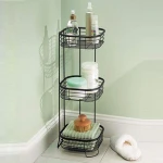 3-tier bathroom shelves corner wash bath things organizer black bathroom shelf