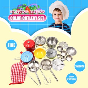 33pcs Hot Selling Children&#39;s Kitchen Toys Funny Cooking Stainless Steel Kitchen Toy Play House Toy Set