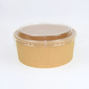 34oz 1300cc Disposable Brown Kraft Paper Salad Bowl With Lid