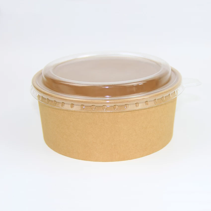 34oz 1300cc Disposable Brown Kraft Paper Salad Bowl With Lid