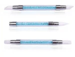 3Pcs/set Nail Art Carving Silicone Pen Brushes Silicone Head Acrylic Handle Nail Salon Tool 2 Ways Nail Art Painting Rubber Tip