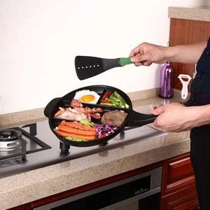 4 Section Divided Aluminum Non Stick Fry Pan Induction Cooking Pan
