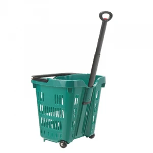 40L custom supermarket shopping basket plastic trolley with wheels
