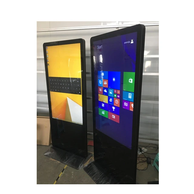 43 50 55 58 inch ultra thin PC all in one capacity 10 points touch screen ad player floor stand totem lcd advertising display