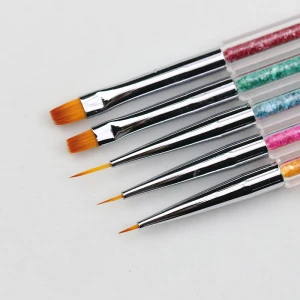 5pcs/set Nail Art Two Head Brush Pen Sequins Acrylic Handle UV Gel Polish Painting Drawing Line Flat Dotting Tips Tools