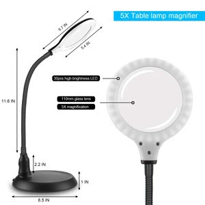 5X Dimmable Magnifying Lamp Large Hands Free Magnifying Glass with Light and Stand for Reading