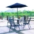 Import 6 Piece Outdoor Modern Essential Round Metal Folding Patio Garden Table and Chair Furniture Set with Umbrella from China from China