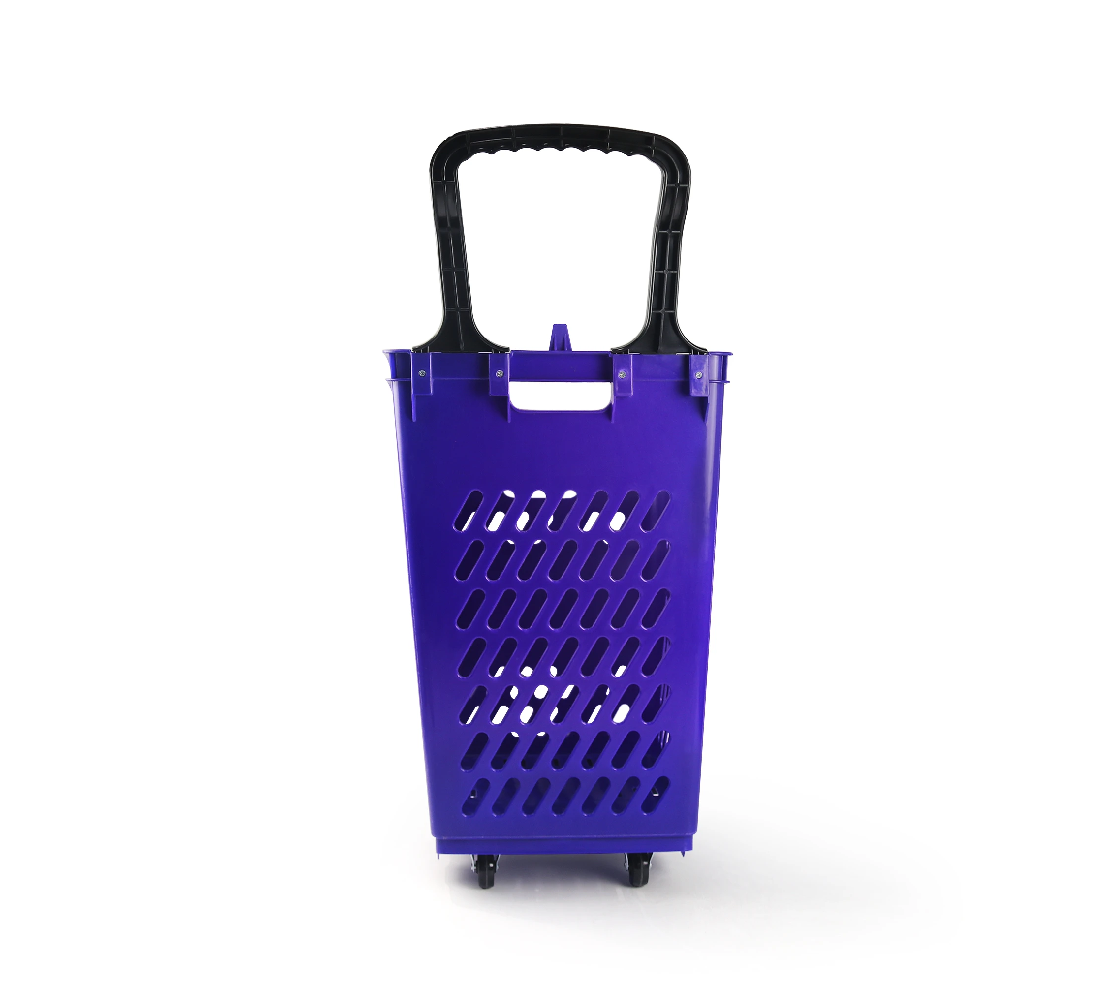 70L  big capacity wholesale plastic rolling supermarket shopping baskets with wheels