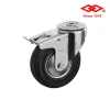 80mm black rubber caster wheel with roller bearing