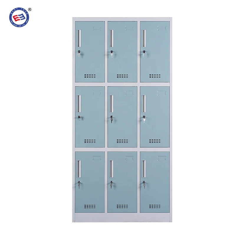 9 door steel staff locker casillero metalico gym locker metal storage clothes cabinet
