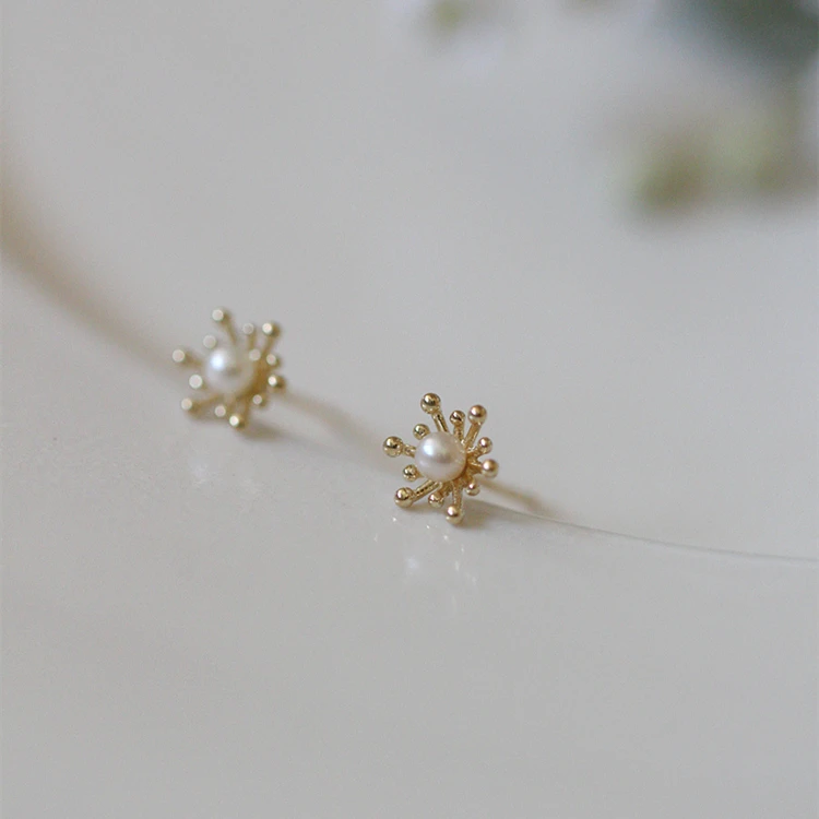 925 Shell Pearl Earrings Stamen Earring Elegant Flowers Earrings