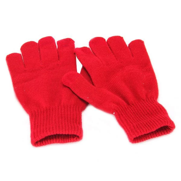 Acrylic Smartphone Touch Screen Gloves Knitted Five Finger Plain Gloves