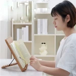 adjustable foldable reading study cookbook bamboo wooden book stand holder with 5 adjustable angles