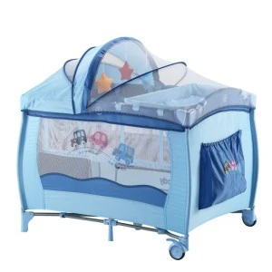 Adjustable kids play yard metal frame baby playpen bed with diaper tray