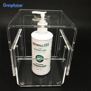 Ajustable acrylic box cover bottle holder display for hand sanitizer or wipe dispenser