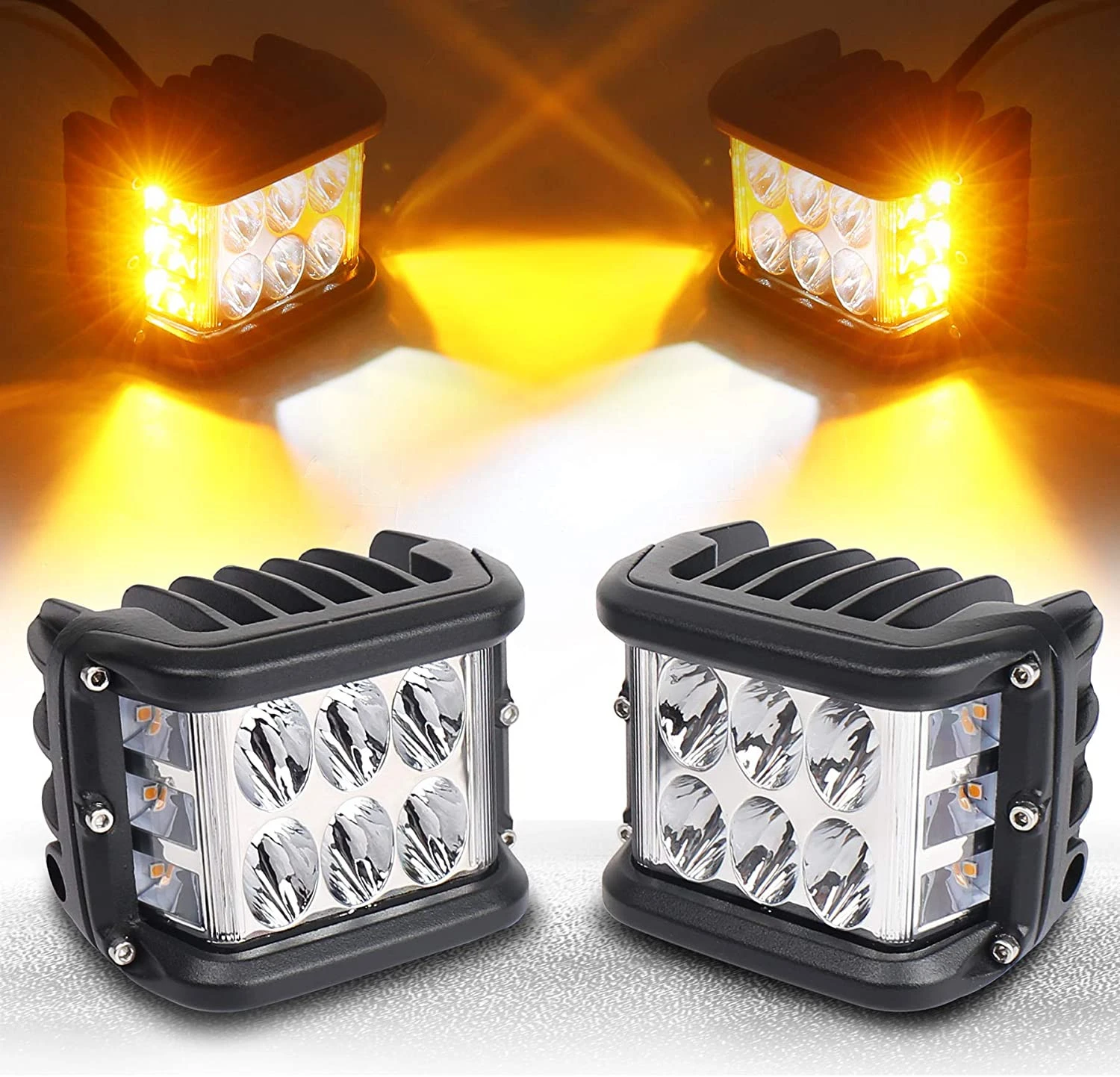 Aluminum square 12v 36watt white and amber color Light Off Road led work light with flash SHOOTING function