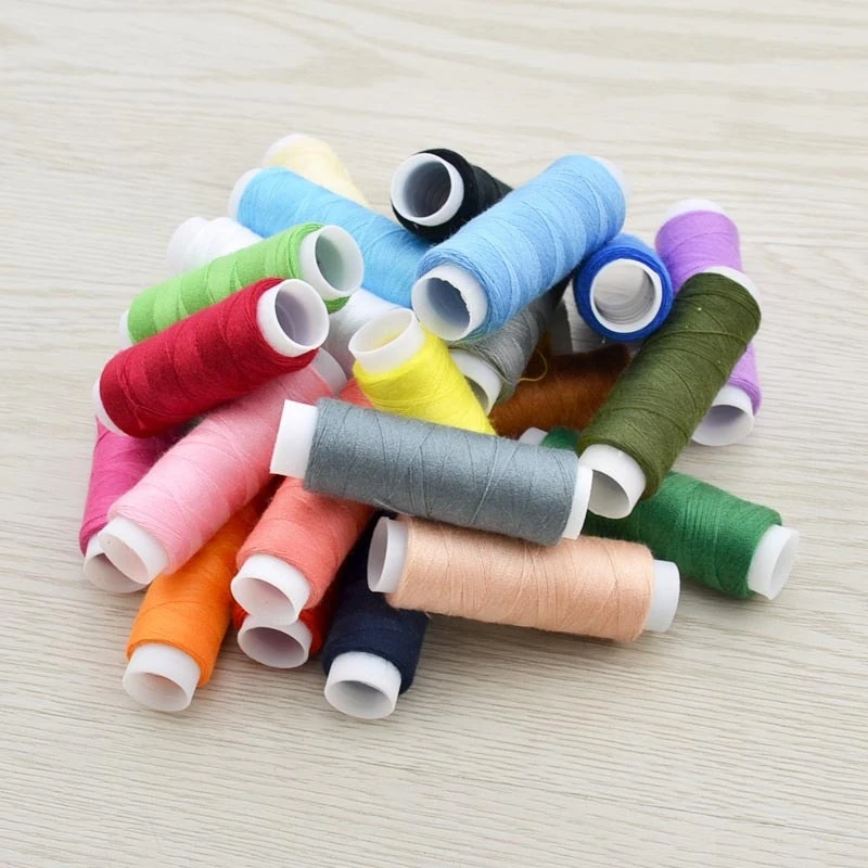 Amazon Hot Sale 24 Colors Hand Sewing Thread Cone Box Set Tool Spools Mini Storage Kit Cotton Threads Overlock
