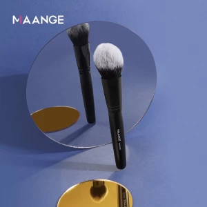 Amazon Hot Sale MAANGE Face Brush Black Vegan Nylon Hair Wooden Handel Single Loose Powder Brush Beauty Brushes