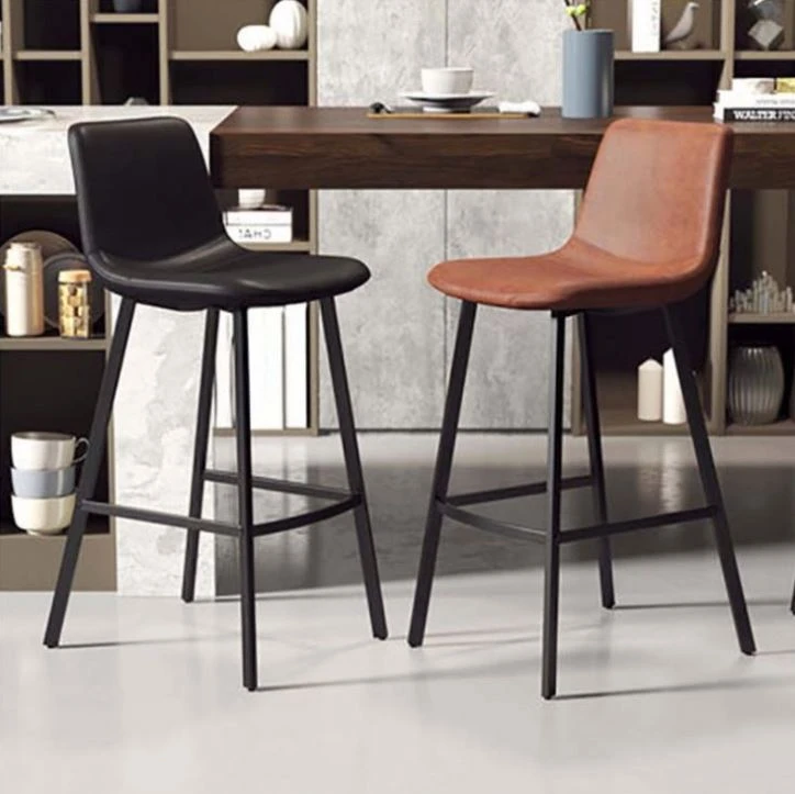American retro wrought iron bar chair cafe casual high stool creative rivet leather back bar chair
