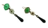 Ancient Handcrafted Earrings Diamonds Blue Sapphires Emeralds Onyx Green Agate Mother-of-Pearl