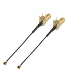 Angled SMA Jack PCB Mount to IPEX Connector with Black RF 1.13 Cable