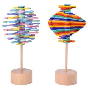 Art Decoration Gift Rotating Lollipop Wooden Toys For Children Adult Stress Relief Spinner Toy