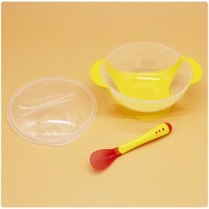 Baby training silicon suction food bowl set with baby spoon