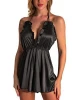 Babydoll Lingerie set featuring sheer lace cups with a V-neck Sleepwear Jumpsuit Dress