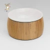 Bamboo Dog and Cat Dinner Table Set with Ceramic Bowls
