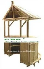 bamboo tiki bar with curved arc