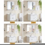 Bathroom vanity Customizable pvc plastic cabinet with mirror modern
