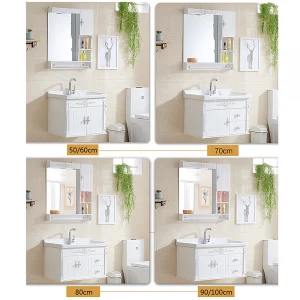 Bathroom vanity Customizable pvc plastic cabinet with mirror modern