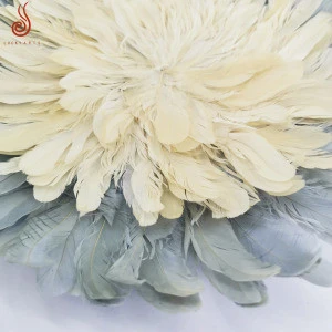 Beautiful Design Cream Grey Flow Ostrich Duck Artificial Handmade Feather Pads Placemats for Home Dining Decoration
