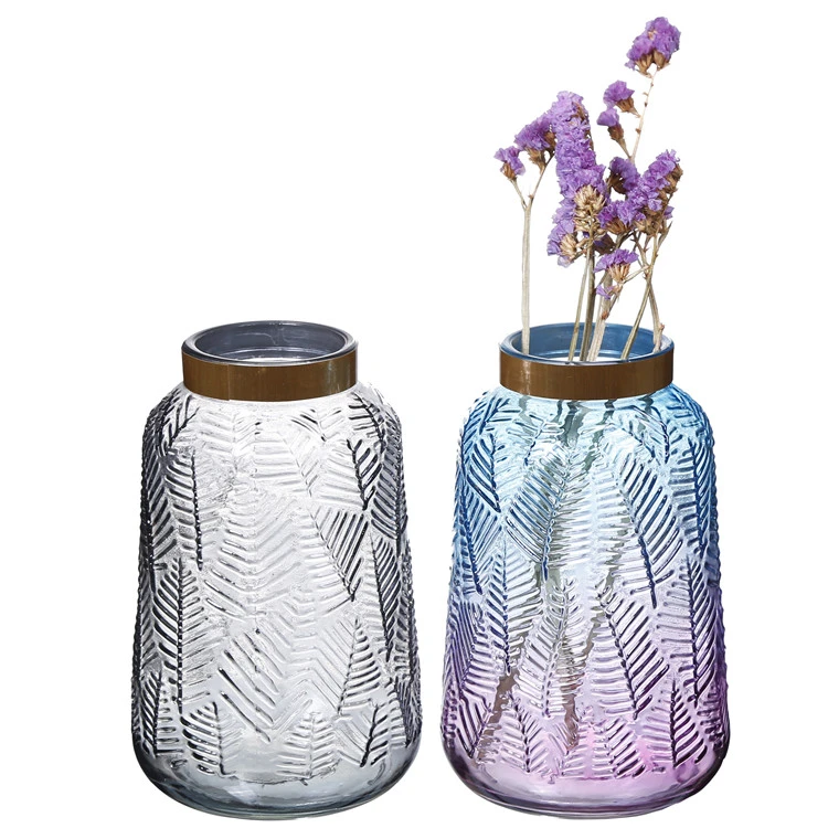Best factory beautiful good quality wedding decoration color flower glass vase