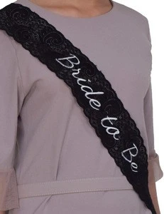 Black lace sash with embroid