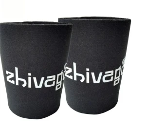Black neoprene Coozies stubby holder with white color logo printing