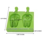 BPA free 2 Cavities Cute Rabbit DIY Ice Pop Mold Silicone Ice Cream Maker with Lid
