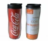 BPA Free Promotional Gift Double Wall Plastic Travel Mug With Changeable Paper Insert/Transparent Tumbler With Lid