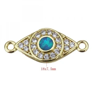 brass connector Opal horse equine Eye micro pave cubic zirconia & 1/1 loop more colors for 1319173