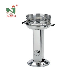 BSCI factory Made Stainless Steel Charcoal BBQ Grill, Outdoor Pedestal Round Barbecue Grill Garden pillar BBQ Grill wholesale