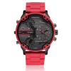 Cagarny 57mm 3D Big Dial Red Watch Men Luxury Silicone Steel Band Mens Wristwatch Casual Quartz Watch Military Relogio Masculino