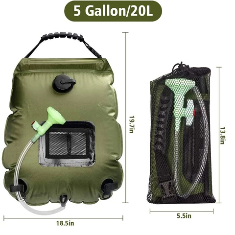Camping Shower Bag Portable Shower for Camping Heating Solar Shower Bag 5 Gallons
