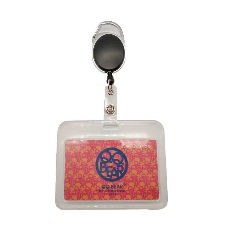 Carabiner Plastic Retractable Badge Holder with Keychain Reel