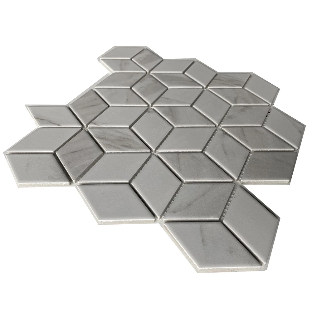 Carrara Light Grey Color Rhombus Mosaic Tile Ceramic for Backsplash