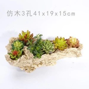 Ceramic Rectangular Succulent flower planter Pot maceta bonsai pots with Bamboo Tray Home Office Decoration